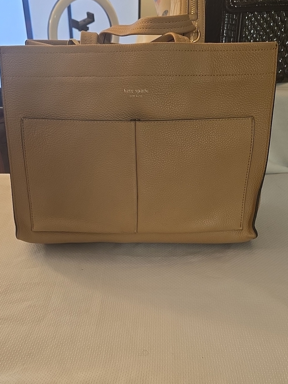 kate spade Men's Tan Pebbled Leather Messenger Tote